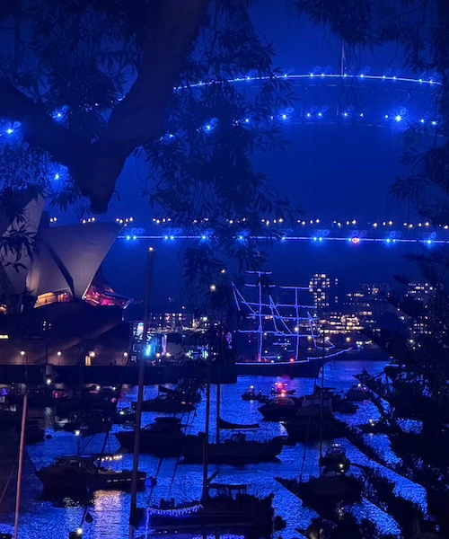 Homenajes con luces en el puente
